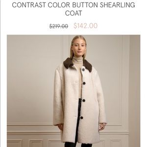 Contrast Color Button Shearling Coat